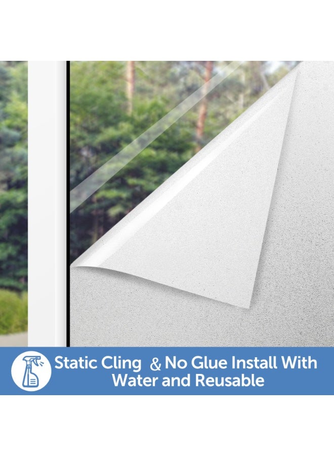 LODROC Frosted Window Privacy Film - Non Adhesive Static Cling glass Stickers Sun UV Blocking Heat Control Door Covering Decals for Home Living Room Bedroom Bathroom Kitchen Office (23.6 x 78.7 Inch) - Image 3